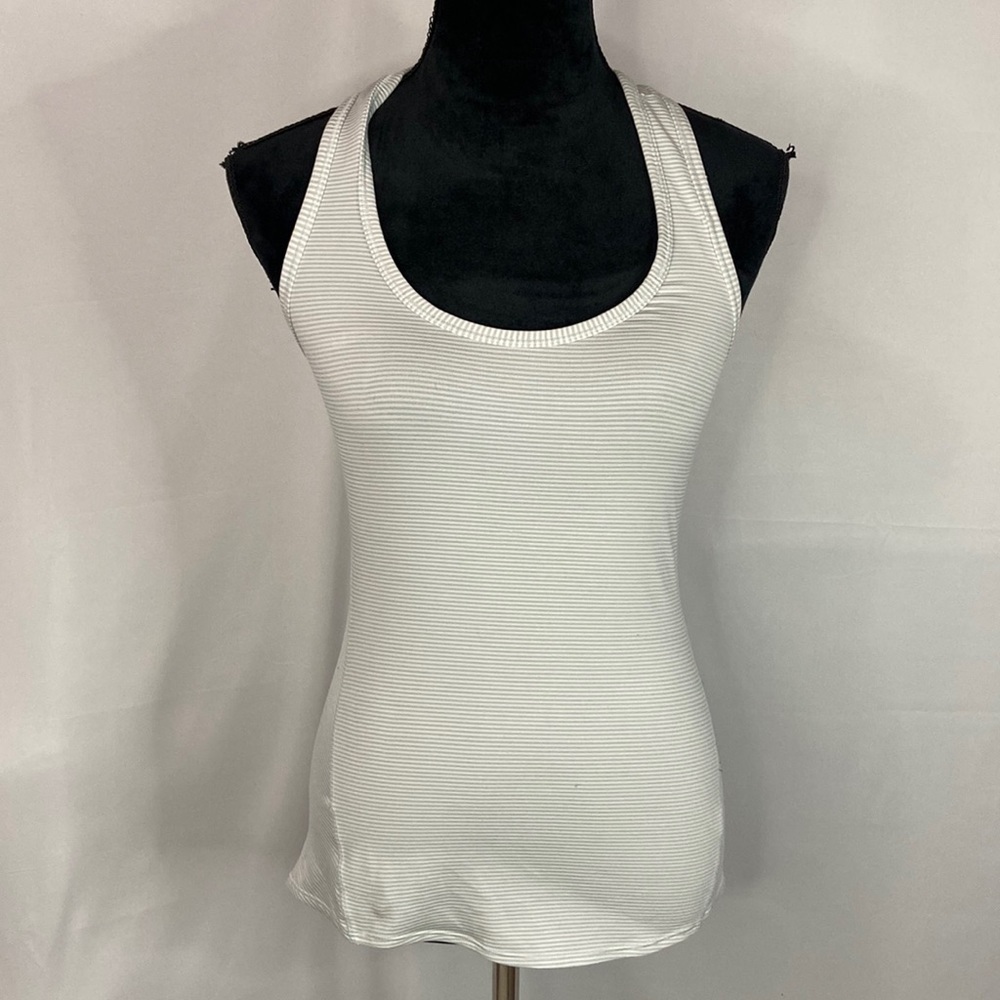 Athleta Grey and White Striped Racerback Tanktop - Picture 3 of 6